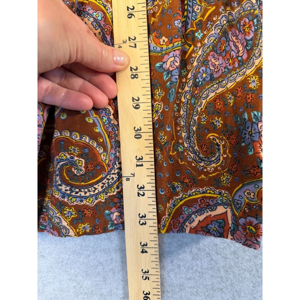 ANA Dress M Brown Paisley Tiered Ruffle Peasant Keyhole Back Hippie SKU 154 - Picture 9 of 10